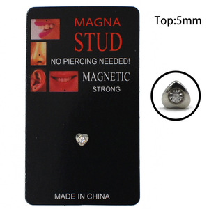 Boucles d'oreilles magnétiques tendance en zircon, sans perçage, en forme de cœur et d'étoile, <span class=keywords><strong>faux</strong></span> <span class=keywords><strong>piercing</strong></span> magnétique, tragus, <span class=keywords><strong>cartilage</strong></span>, lèvre, labret, anneau de nez, bijoux - Product Image 1