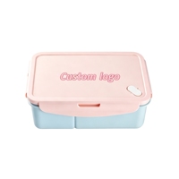 Boîte à lunch rectangulaire en plastique OEM de 1,3 L avec logo personnalisé, compartiment verrouillable et couverts, sans BPA, qualité alimentaire
