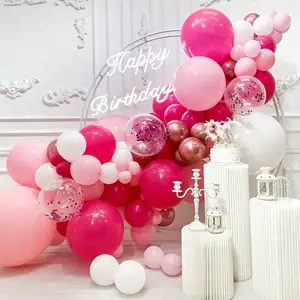 Kit de arco de guirlanda de balões rosa para decoração de aniversário e chá de bebê para meninas, decoração de casamento e batismo, princesa e festa
