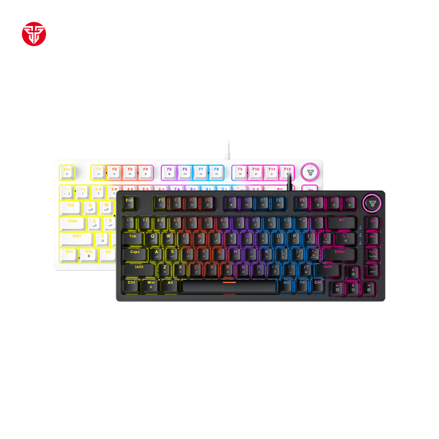 FANTECH MK875V2 Wired RGB Lighting Mechanical Keyboard 26 Keys Anti Ghosting Red Blue Switch Easy Control Keyboard for Gamers