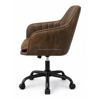 Fauteuil de salon vintage en cuir PU texturé, base à 5 étoiles, tabouret pivotant à roulettes, mobilier de coiffure pour barbier