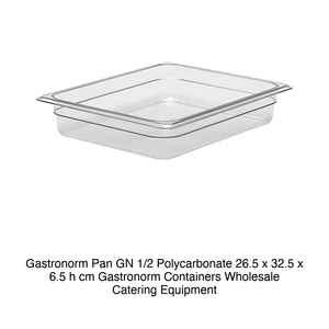 Bac alimentaire en polycarbonate GN 1/2, 26,5 × 32,5 × 6,5 h cm, sans couvercle, -100/+100 ° C - Product Image 2