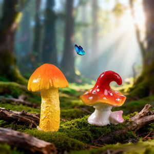 Miniature Epoxy Resin Mushroom Fairy Garden Jewelry <b>Box</b> Model Home Decor Cake Decoration DIY Crafts Landscape Plant Pots - Product Image 4