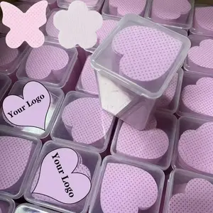 Pink Heart Nail Wipe Private Label Plastik box Fussel freie Nagel Cotton Wipes Benutzer definierte Nagellack Entfernen Sie Tücher 200pcs