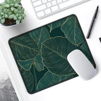 Tapis de souris personnalisé antidérapant en caoutchouc avec motif de feuilles vertes, imperméable, petit, pour le bureau