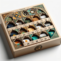 Coffret Cadeau Calendrier de l'Avent Ramadan de Luxe Personnalisé 30 Compartiments en Matériaux Recyclés avec Gaufrage Conçu pour Nettoyant Visage Crème