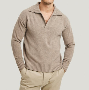 Suéter de Punto para Hombre, Nuevo Modelo de Invierno, Personalizado, Manga Larga, Color Sólido, Cuello Camisero, Venta al Por Mayor - Product Image 1