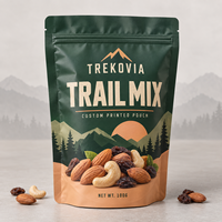 Op maat gemaakte bedrukte verpakkingstas, staande pouch met hersluitbare ritssluiting voor trailmix, noten, gedroogd fruit, private label, groothandel