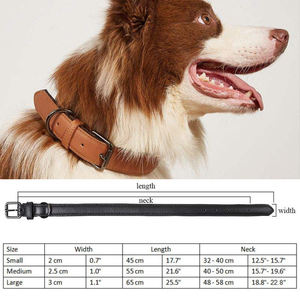 Benutzer definierte personal isierte Leder Hunde halsband Langlebige Neopren gepolsterte wasserdichte Hunde halsbänder für große mittelgroße kleine Größe - Product Image 6