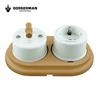 Vente en gros de nouveau design moderne Interrupteur et prise décoratifs vintage et rétro en porcelaine céramique et porcelaine avec socle en bois