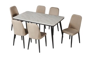 Nordico ultimo piano rettangolare in marmo artificiale tavolo da pranzo Set sala da pranzo casa Furniture1 + 6 - Product Image 3