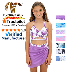 Traje de Baño de Tres Piezas para Niñas de 8 a 14 Años, Tie Dye, Ropa de Playa Infantil, Conjunto de Bikini con Top, Braguita y Falda Separadas - Product Image 1