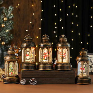 Christmas decorations, Santa Claus, glowing music box, large <b>oil</b> lamp, Christmas <b>lantern</b>, gifts, bar tabletop ornaments - Product Image 2