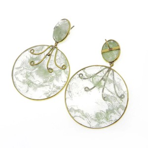 Boucles d'oreilles pendantes en verre craquelé Aqua, plaquées or, faites à la main, tendance, pour mariage, anniversaire, fête, fiançailles, cadeau - Product Image 1