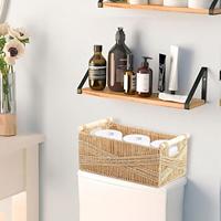 Cesta de Almacenamiento Rectangular de Cuerda de Papel Ecológica Moderna al por Mayor con Asas de Madera, Multiusos para el Hogar y Dormitorio