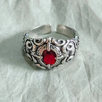 Bague Redstone Tendance Hip Hop pour Homme, Style Noble, pour l'Index, Large et Imposante, Design Vampire