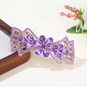 กิ๊บติดผมคริสตัลรูปดอกไม้ฤดูใบไม้ผลิประดับด้วยพลอยหลากสีสำหรับผู้หญิง - Product Image 6