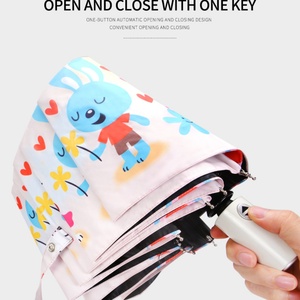 Rain Season Summer Custom UV Protection Sunscreen 3 Fold Automatic Travel <b>Umbrella</b> for Business Gifts-Modern Design Strong Frame - Product Image 4