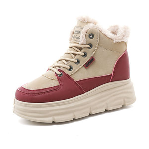 2026 Women's Thick-Soled Flat Heel Lace-Up Winter Snow Boots Breathable Cotton Lining Anti-Slip Height Increasing Shoes - Product Image 4