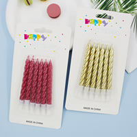 Bougies d'anniversaire en spirale, 6 pièces, sans fumée, métalliques, écologiques, pour décorations de fête d'anniversaire, de mariage, de Pâques