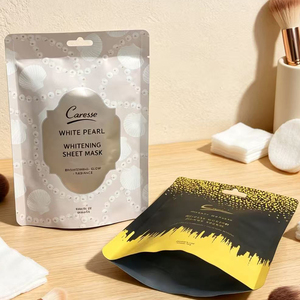 Bolsa de Mylar suave al tacto con impresión personalizada, bolsas de papel de aluminio mate, bolsa de papel de aluminio cosmética con orificio para colgar para envasado de mascarillas faciales blanqueadoras - Product Image 2
