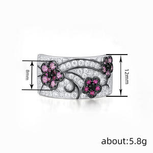 Anello da Donna T0660 in Oro Bianco con Diamanti e Fiori di Tormalina Rosa, Gioiello per Uso Quotidiano - Product Image 4