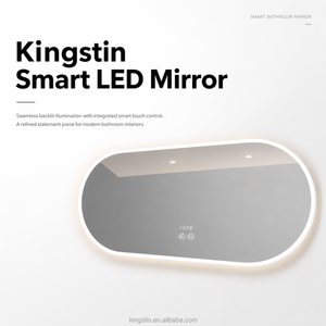 Kingstin Espejo Baño LED Ovalado Sin Marco, Antivaho, Regulable 3 Colores, Decoración <span class=keywords><strong>Hotel</strong></span>, 2 Años Garantía - Product Image 1