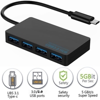 Hub USB Type C multi-ports USB 3.0, adaptateur 4 ports, séparateur d'extension, hub USB3.0 haute vitesse pour macbook Pro, ordinateur portable Samsung, PC