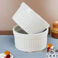 Ensemble de ramequins en céramique blanche, coupelles à soufflé côtelées, bols à dessert résistants au four pour pudding et crème brûlée, ustensiles de cuisine