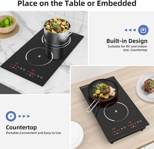 Penanak induksi ganda, pintar, 10 tingkat daya, kontrol sentuh 110V 220V mati otomatis untuk dapur Modern - Product Image 4