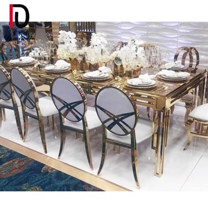 Thiết kế mới Trắng Đen gương Glass Top MDF 10 người vàng thép không gỉ Wedding khách sạn tổ chức sự kiện bảng - Product Image 2