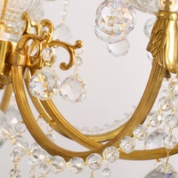 Lustre en cristal long élégant de style européen et américain en cuivre doré français avec LED pour restaurant, luminaire suspendu