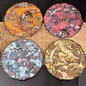 Platos de Porcelana Fina con Diseño de Plantas de Lujo, Vajilla de Porcelana de Grado Alimenticio para la Cena - Product Image 1