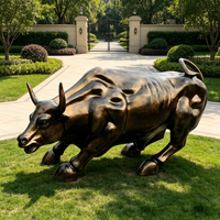 Statue de taureau de Wall Street en bronze coulé sur mesure, grande sculpture animale en métal pour extérieur, décoration de jardin pour centre financier, OEM