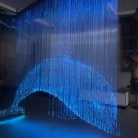 Lustre contemporain moderne personnalisé en cristal, suspension longue à fibres optiques, éclairage décoratif pour hall d'hôtel, villa, escalier