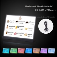 Boîte lumineuse LED en acrylique en forme de L pour menu, affichage A4, luminosité réglable, pour comptoir A3, liste de prix, éclairage pour salons de thé