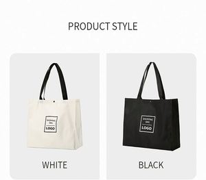 กระเป๋าโท้ทดีไซน์เรียบง่าย ขายดี กระเป๋าช้อปปิ้งใส่ของได้เยอะ ผลิตจากโพลีเอสเตอร์ พร้อมสกรีนโลโก้ตามสั่ง - Product Image 4