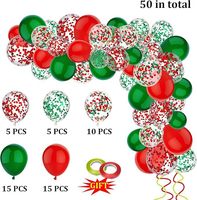 Kit de guirlande de ballons de Noël, rouge, vert, transparent, à pois, en feuille d'aluminium, en latex, avec ruban à friser, décoration de fête de Noël