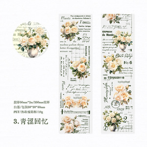 Cinta de tinta blanca PET de 2m de longitud/rollo serie de poesía lírica rosa con tema Rosa pegatinas circulares DIY 6 opciones - Product Image 6