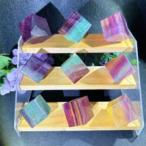Hot Sale High Quality Crystal Crafts Rubik's Cube Polishing Natural Product Candy Fluorite Cube For Gift For Feng Shui