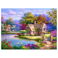Peinture diamantée Ever Moment, mosaïque carrée complète 5D, DIY, maison, arbre coloré, 3F931