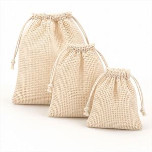 Bolsas de Malla de Algodón con Cordón, Ecológicas, Reutilizables, Bolsa de Yute Natural con Logotipo Personalizado para Envasado de Jabón y Joyería - Product Image 1