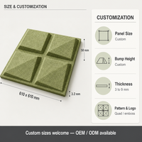 Panneau acoustique 3D haute densité pour animaux de compagnie, résistant au feu, absorbant le son, panneau mural décoratif 3D pour bureau, certifié CE