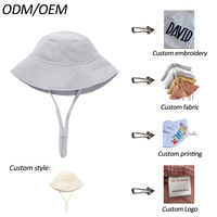 Sombrero de pescador reversible para niños pequeños con correa para la barbilla Sombrero impermeable para el sol del bebé