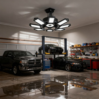 Lampe de garage LED pliable 100W avec 7 panneaux réglables, base E26 E27, lampe de plafond LED déformable pour entrepôt, lampe d'atelier