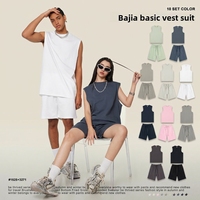 Ensemble Printemps/Été 2025 – Débardeur et Short Ample Homme Style Streetwear avec Motif Patchwork en Tissu Respirant 100% Fibre de Bambou
