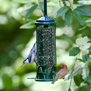 Mangeoire pour oiseaux sauvages en métal de jardin Tube résistant aux écureuils Alimentation pour moineaux à suspendre pour l'extérieur Grande capacité Mangeoire automatique pour oiseaux - Product Image 4