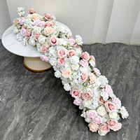 Guirlande de fleurs en soie et plastique vertes personnalisables pour la décoration de mariage et de la maison, chemin de table floral pour mariage