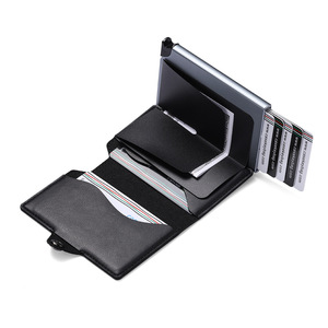 High Quality Crazy Horse Pu Leather Auto-eject Mini Men <b>Smart</b> <b>Wallet</b> Portefeuille Pop-up Aluminum Alloy Anti-theft Popup <b>Wallet</b> - Product Image 5