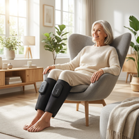 Masseur sans fil pour mollets à compression d'air avec contrôle de la chaleur et de la minuterie, enveloppes de compression pour jambes rechargeables par USB pour la récupération et la circulation